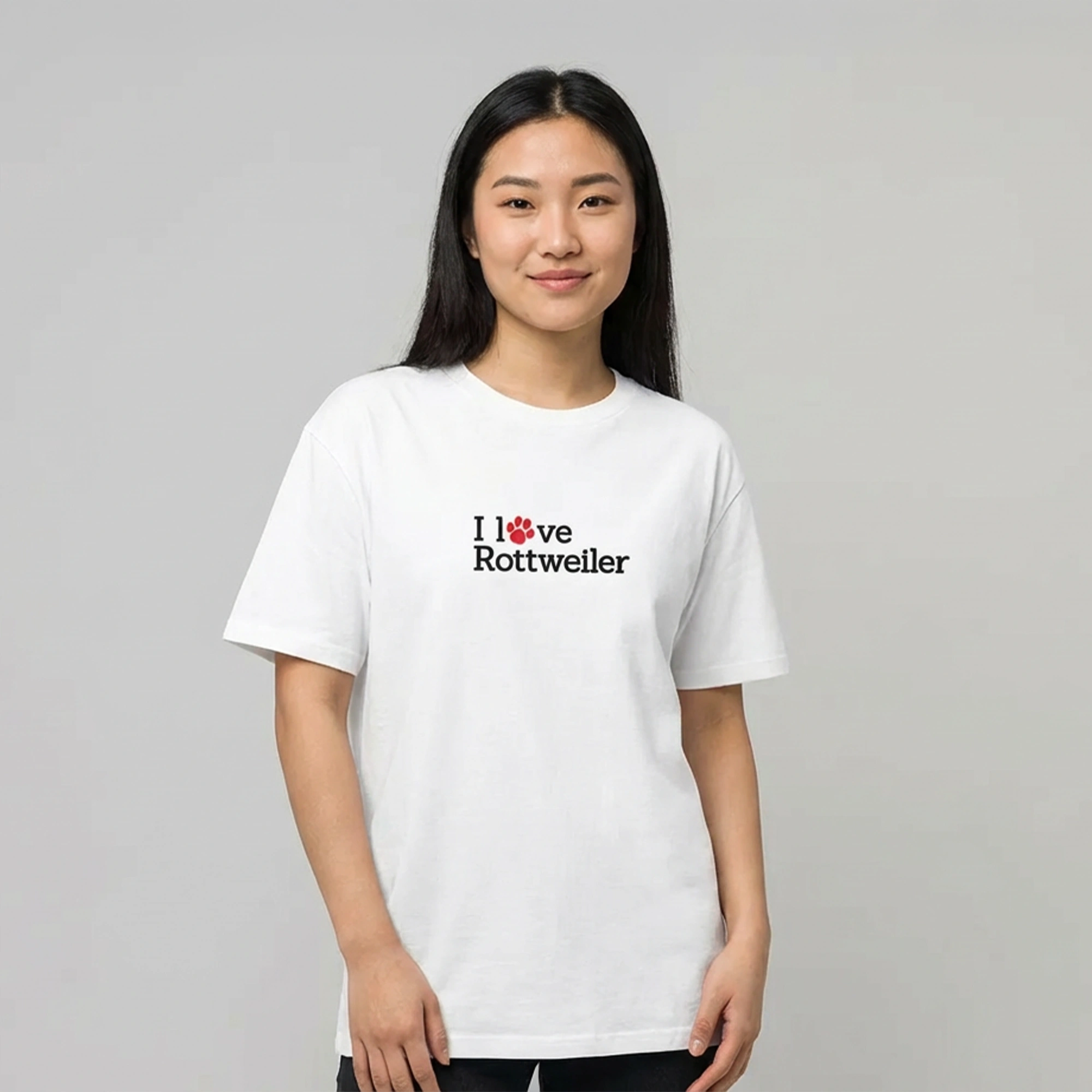 "I love Rottweiler" T-Shirt, Unisex, Weiß