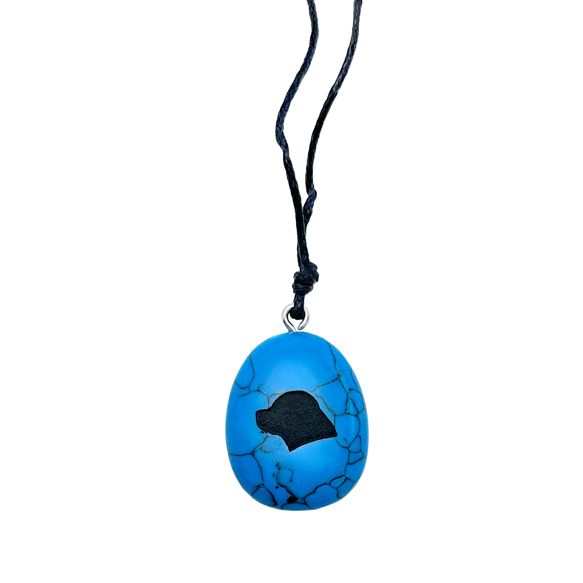 Edelstein-Halskette, Rottweiler Kopf, Blau Edelstein-Halskette, Rottweiler Kopf, Blau