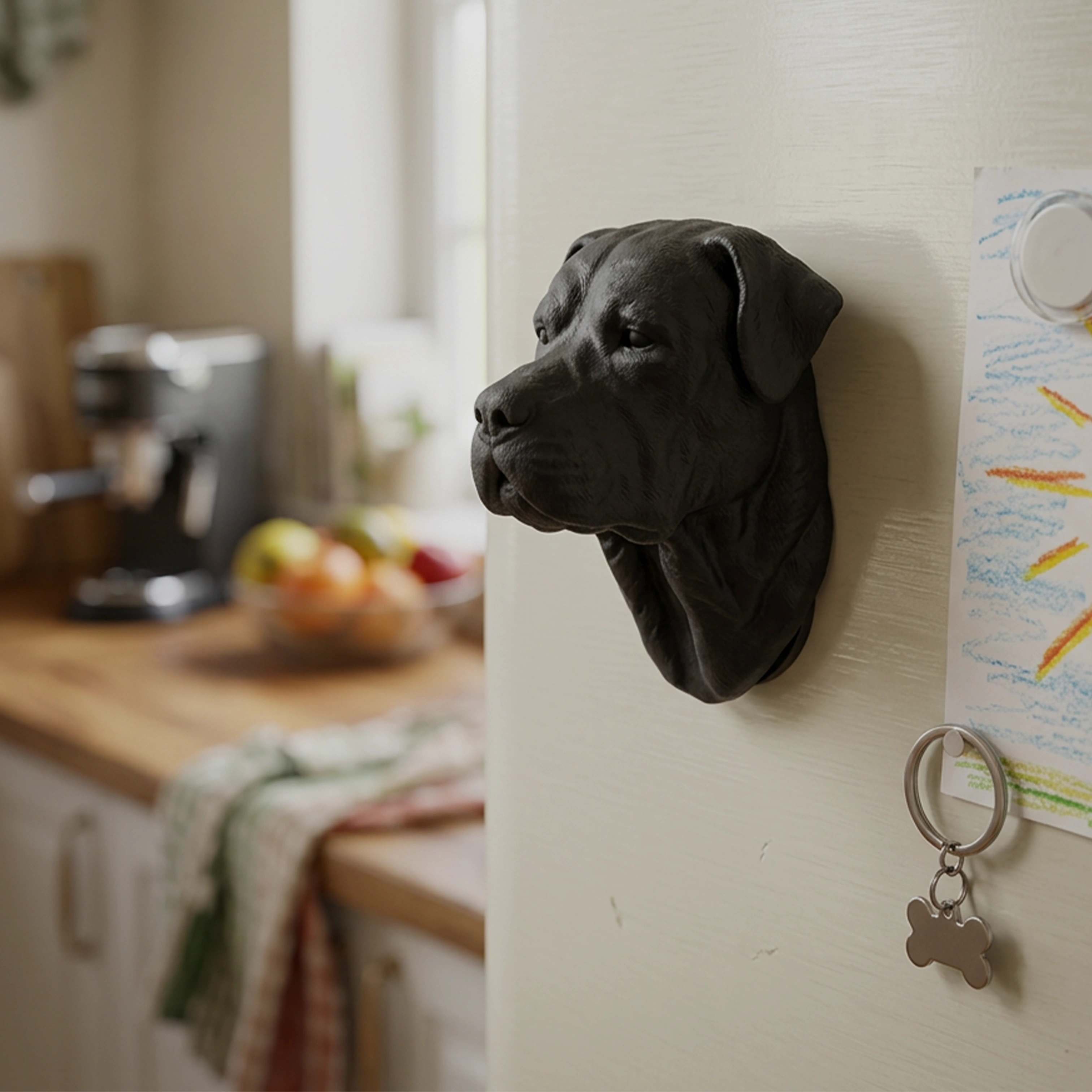Magnet, Rottweiler-Kopf mit geschlossenem Maul – 3D, Kunststoff Magnet, Rottweiler-Kopf mit geschlossenem Maul – 3D, Kunststoff