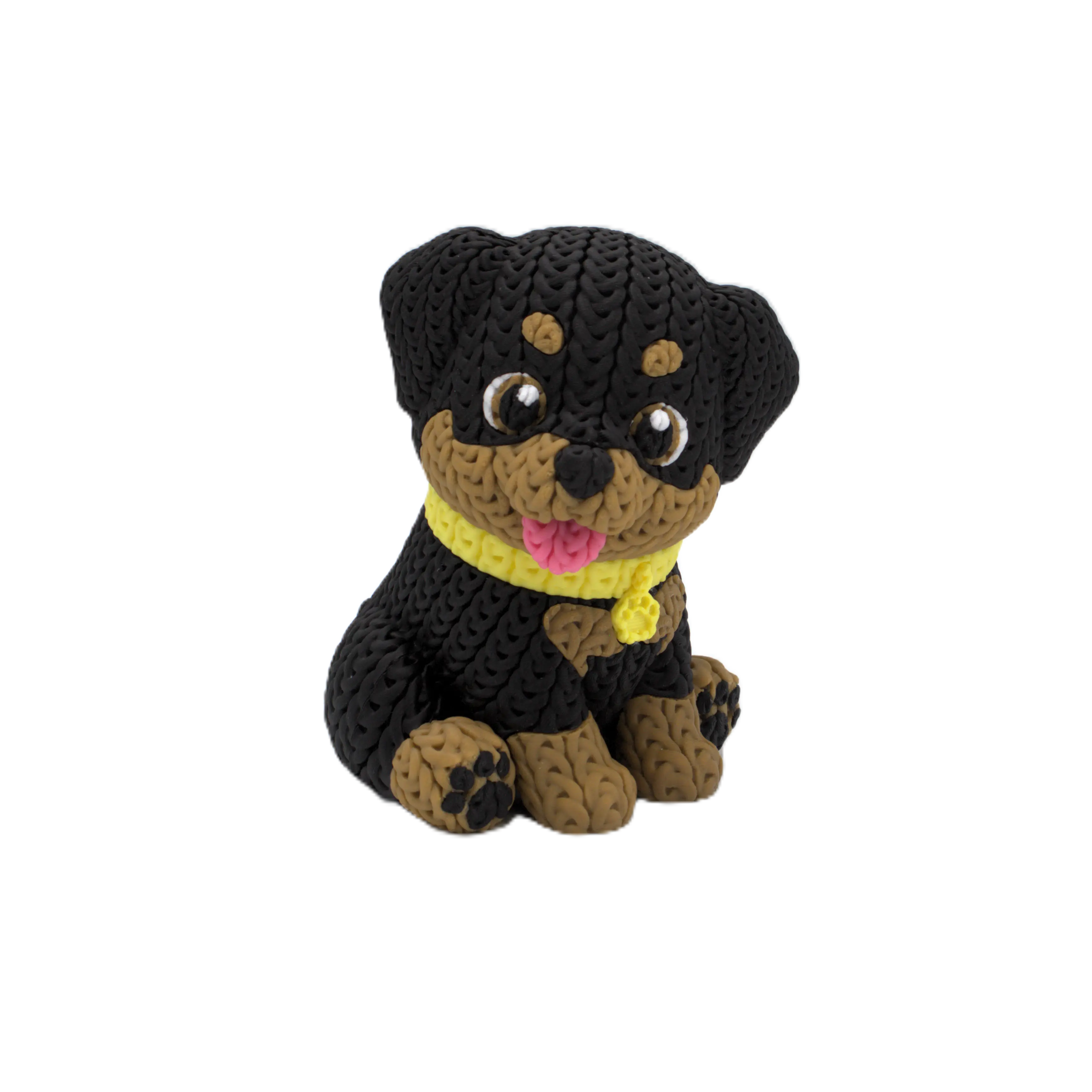 3D-gedruckter Rottweiler in Strickoptik und mit drehbarem Kopf –