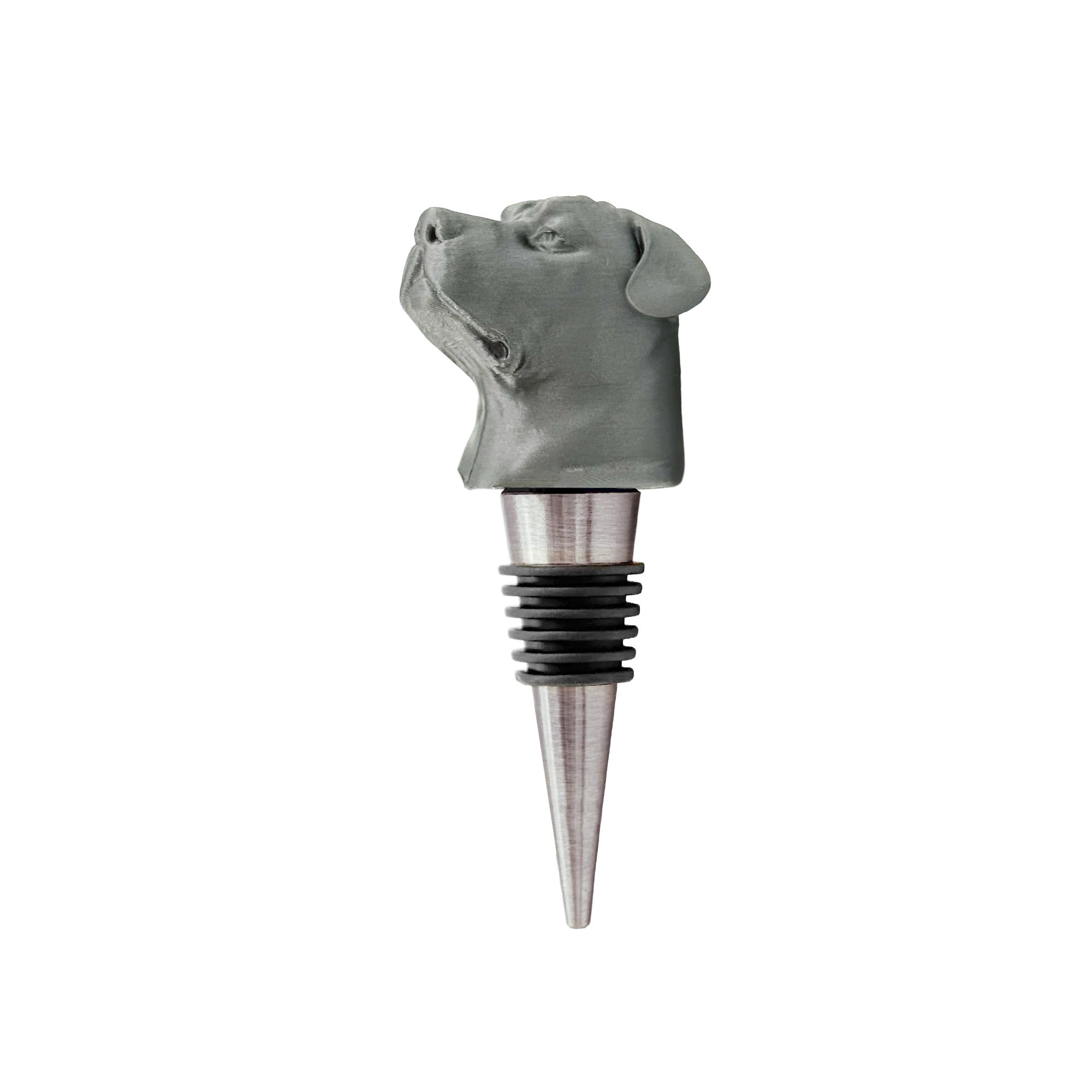 ROTTVILLE Flaschenverschluss, Rottweiler Kopf, Silber-Silber ROTTVILLE Flaschenverschluss, Rottweiler Kopf, Silber-Silber