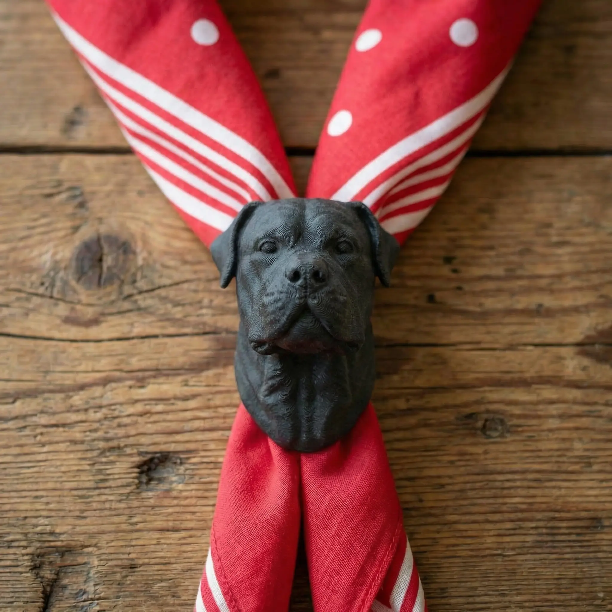 Fasnet Halstuchhalter Rottweiler-Kopf, Geschlossenes Maul