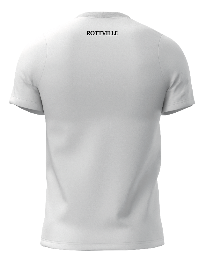 ROTTVILLE T-Shirt, Unisex, Weiß mit schwarzen Details ROTTVILLE T-Shirt, Unisex, Weiß mit schwarzen Details