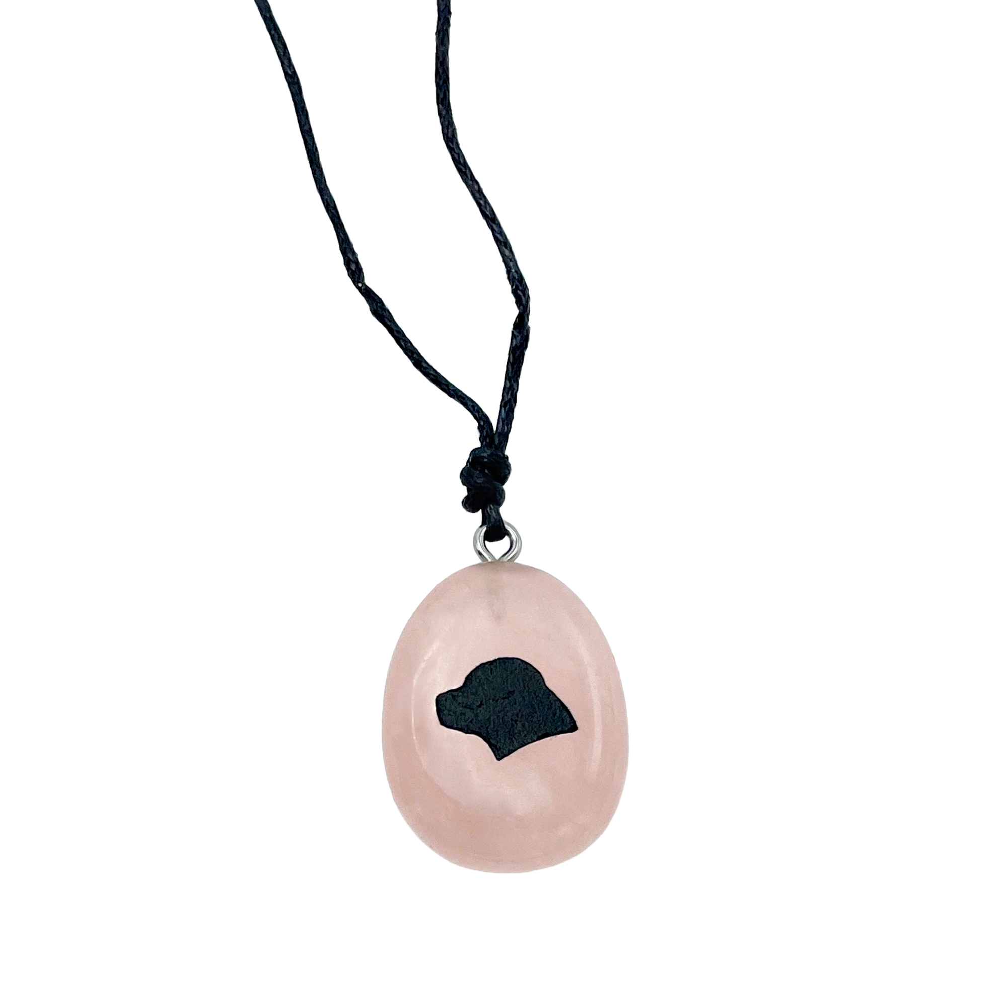 Edelstein-Halskette, Rottweiler Kopf, Rosa Edelstein-Halskette, Rottweiler Kopf, Rosa