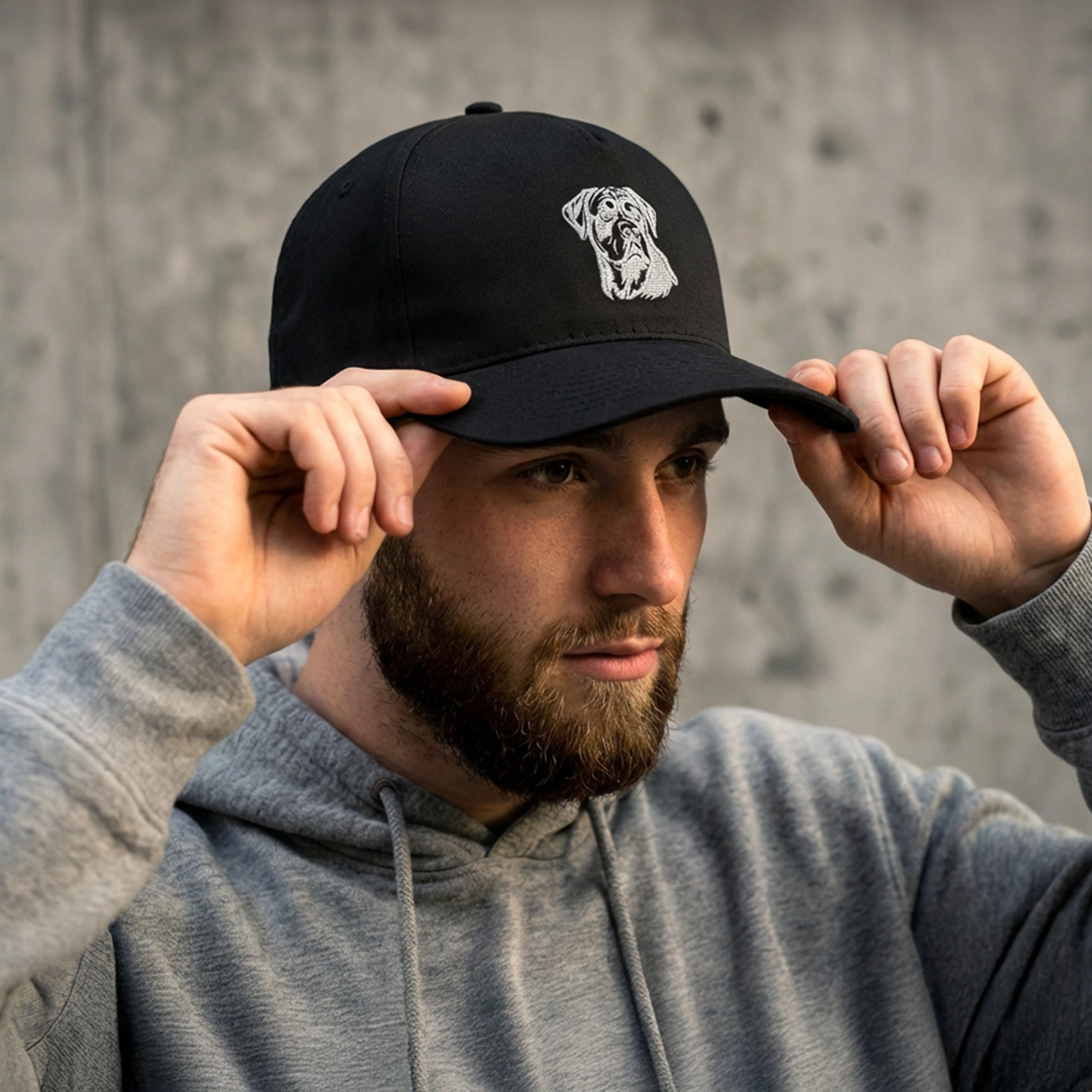 Cap Schwarz – mit Rottweiler-Motiv Cap Schwarz – mit Rottweiler-Motiv