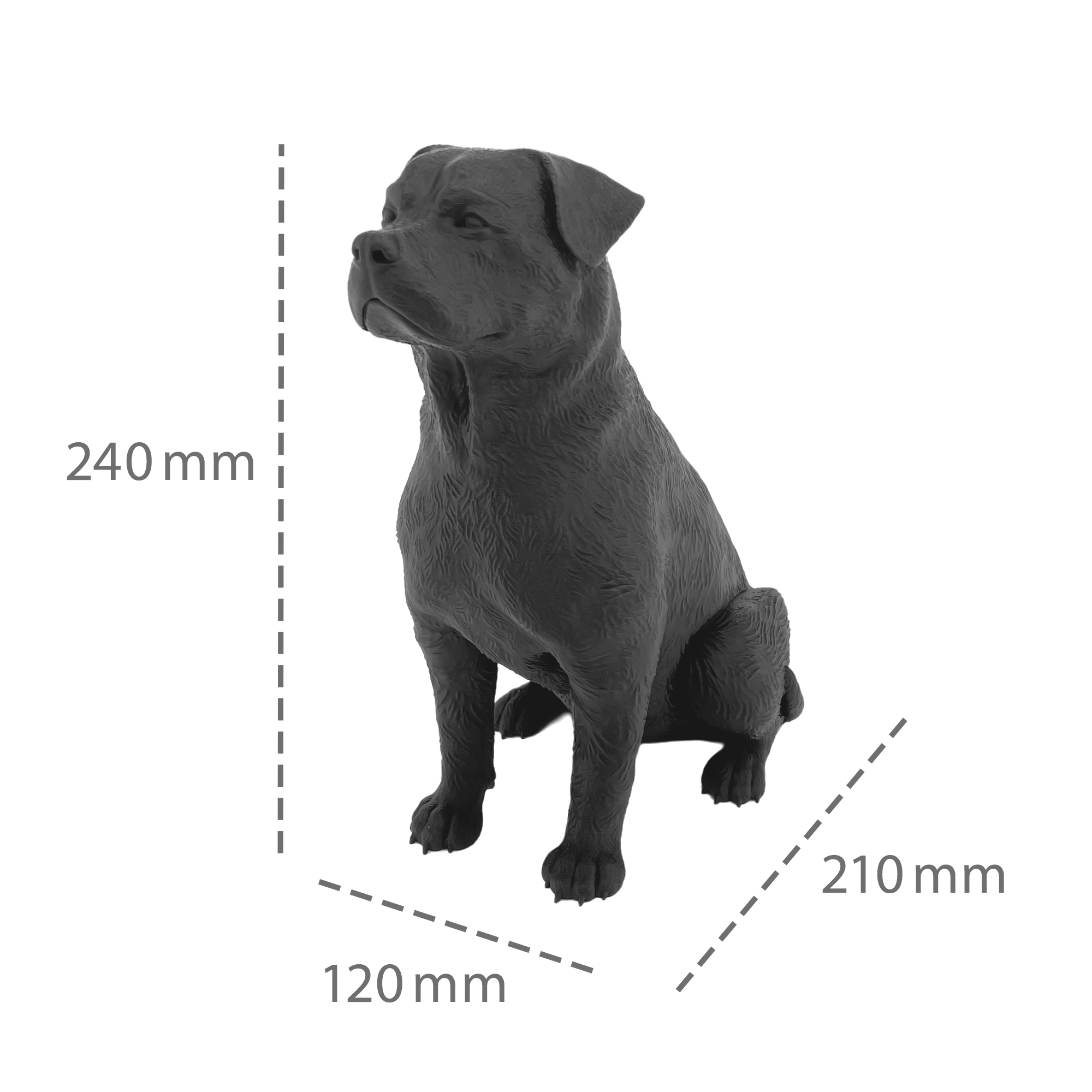 Rottweiler Figur sitzend – 3D-gedruckte Dekofigur aus Kunststoff | 24 cm Rottweiler Figur sitzend – 3D-gedruckte Dekofigur aus Kunststoff | 24 cm