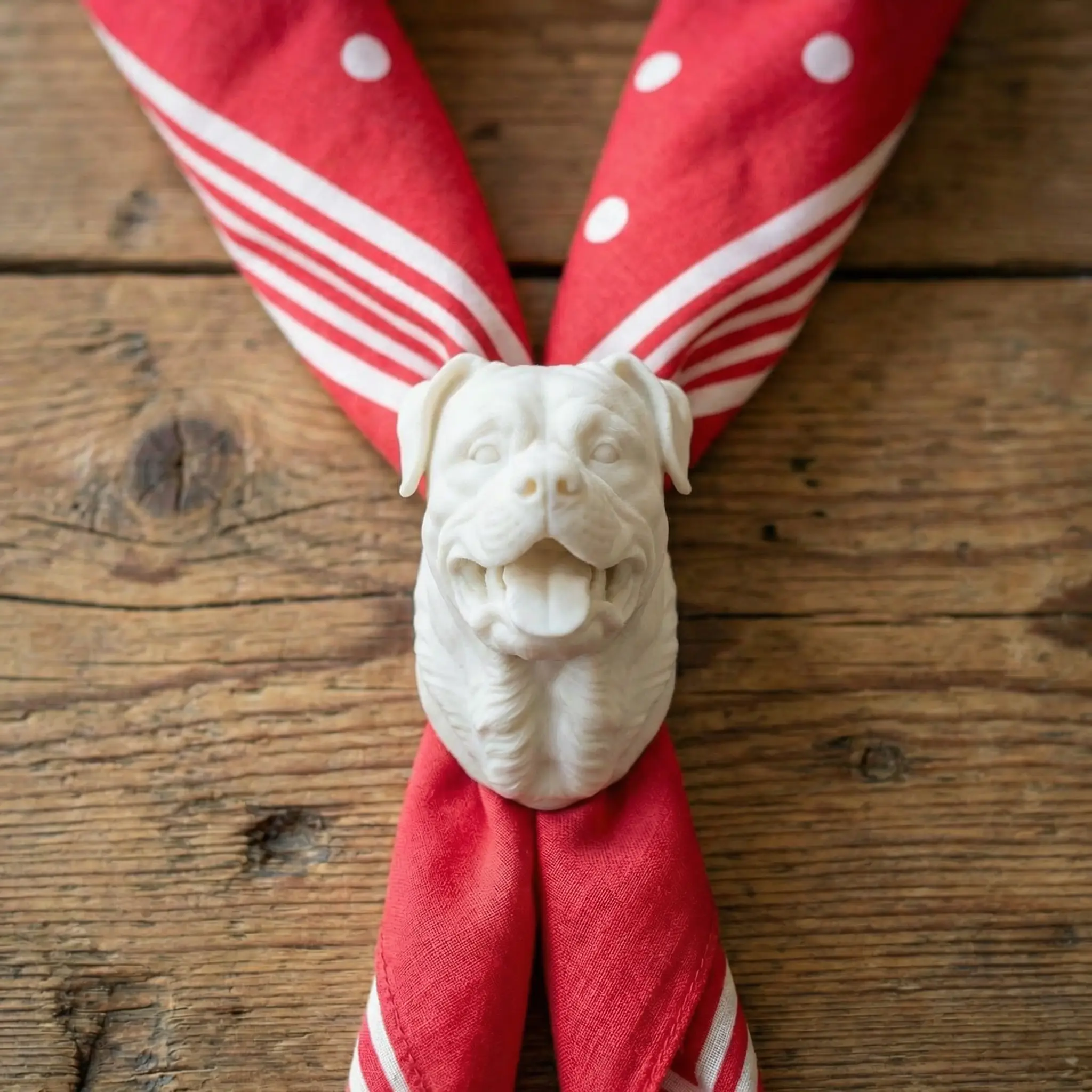 Fasnet Halstuchhalter Rottweiler-Kopf, Offenes Maul