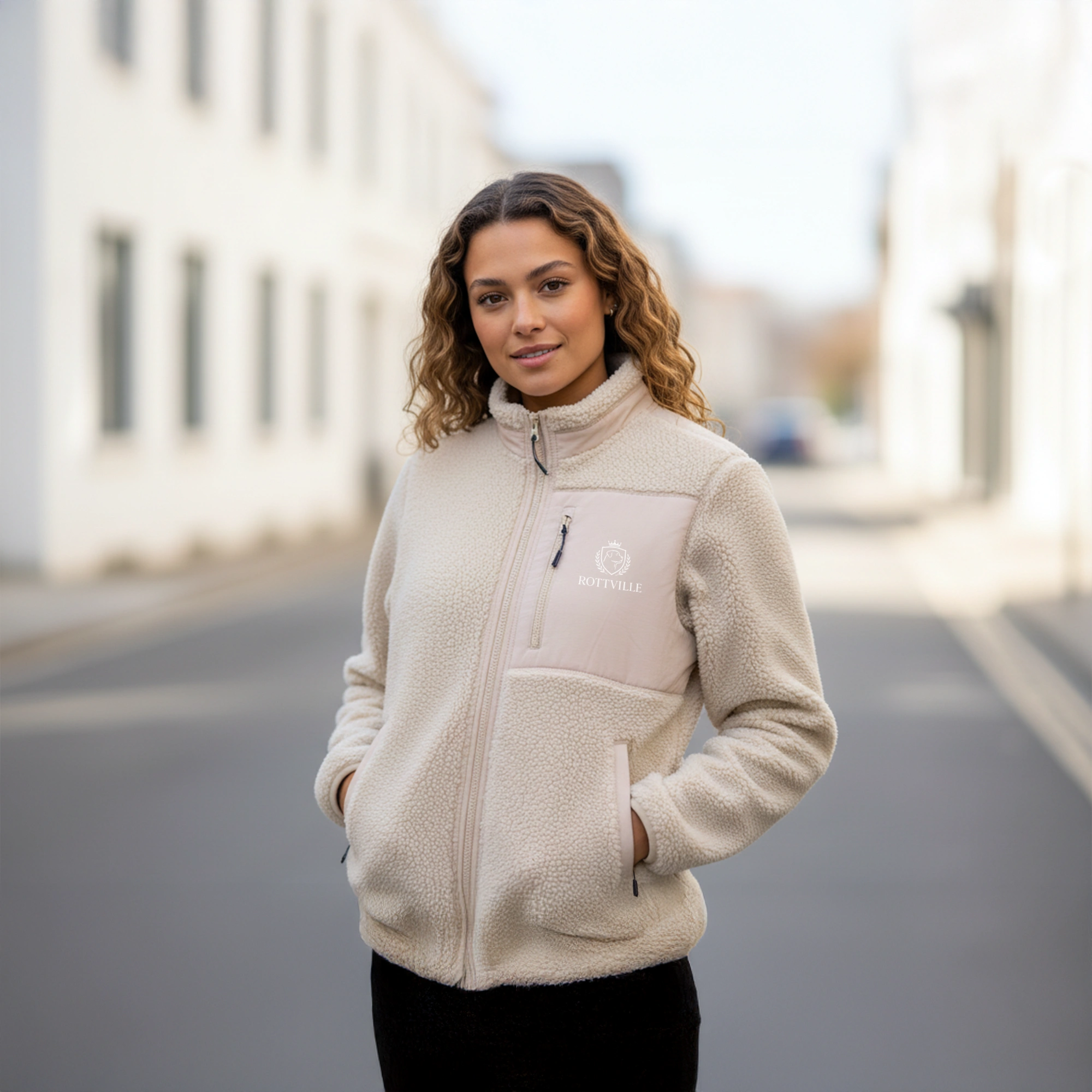 ROTTVILLE Teddy-Jacke, Unisex, Desert Dust ROTTVILLE Teddy-Jacke, Unisex, Desert Dust