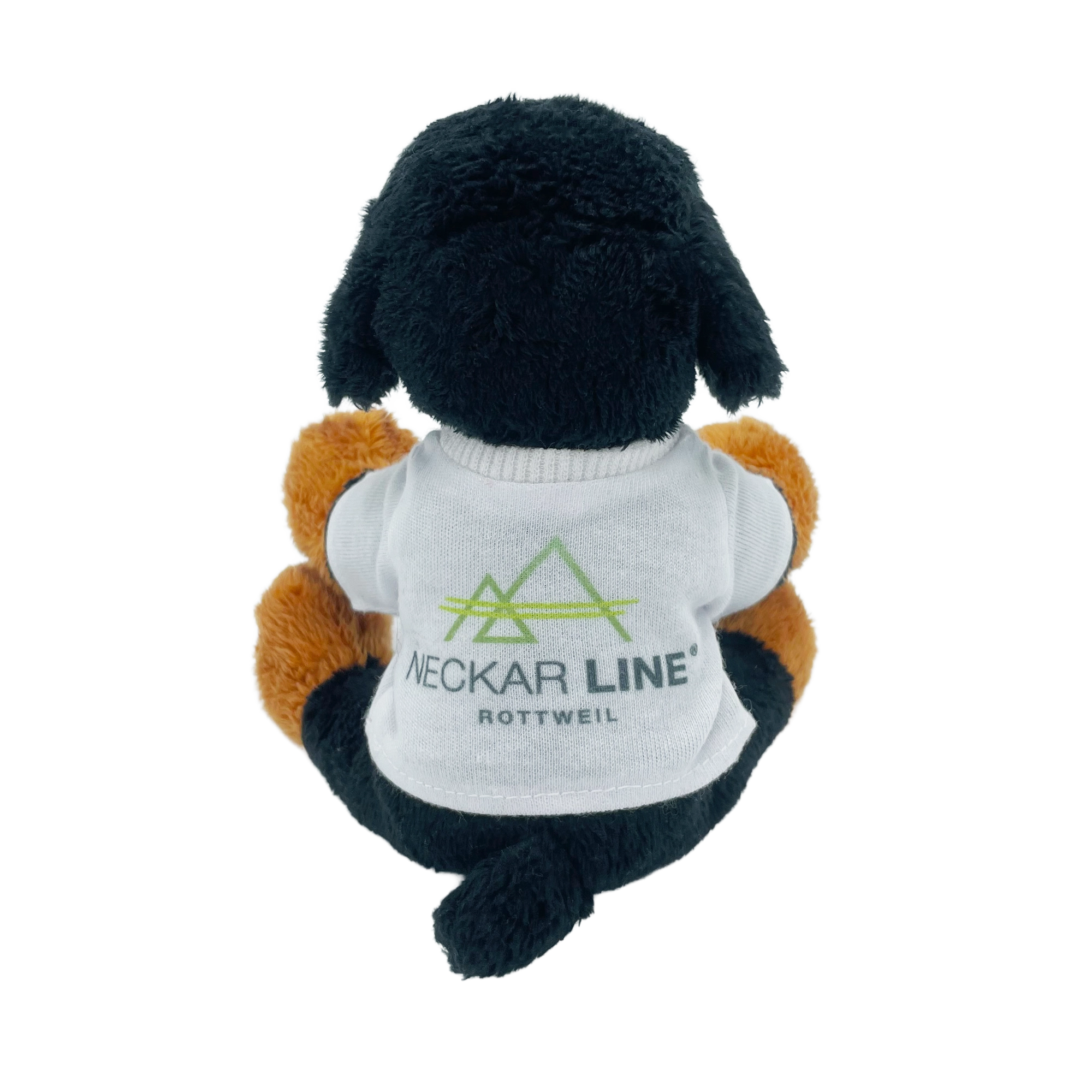 Kleines Rottweiler Kuscheltier mit T-Shirt – Neckarline Kleines Rottweiler Kuscheltier mit T-Shirt – Neckarline