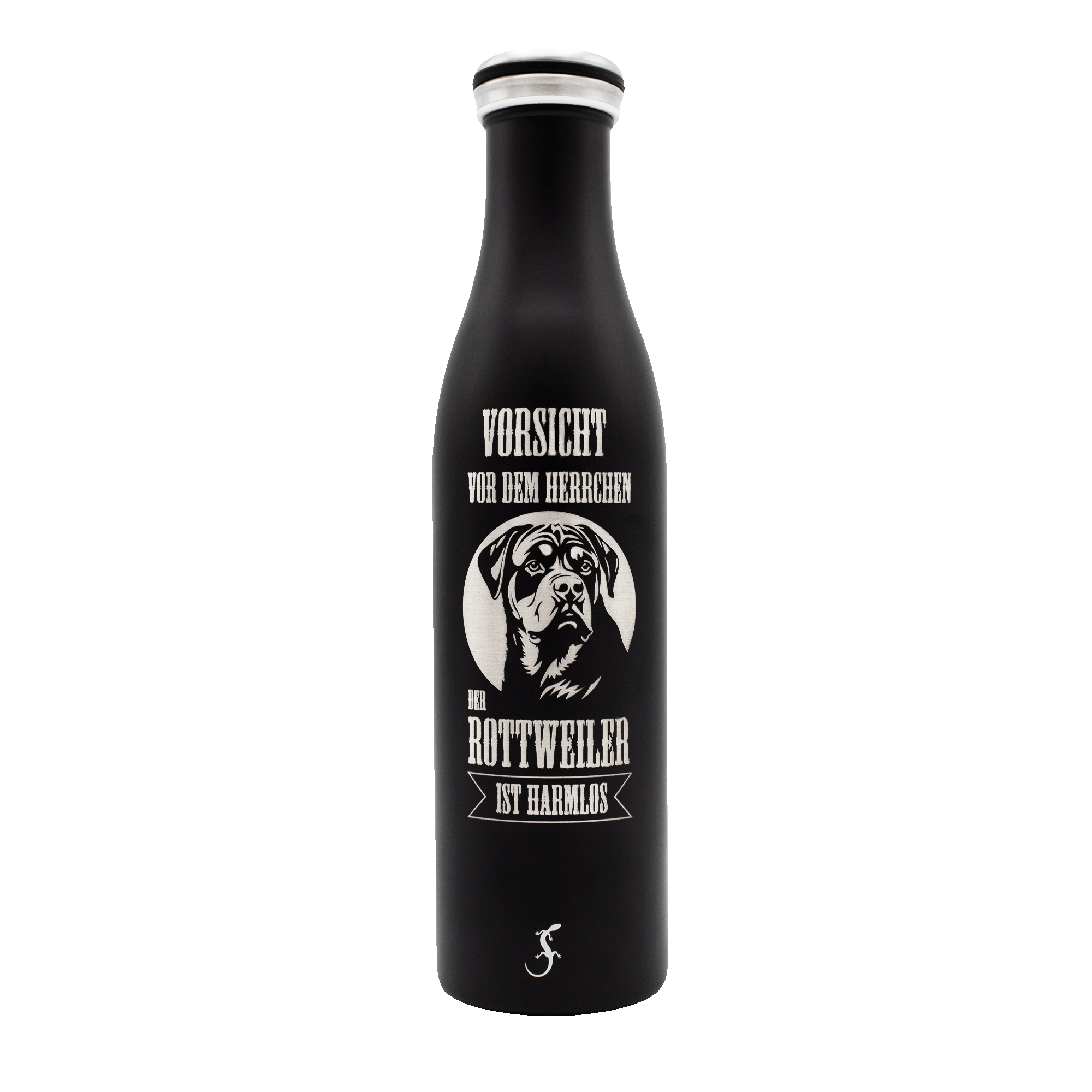 RW-Shop Isolierflasche, Vorsicht vor dem Herrchen, Schwarz, 0,75l RW-Shop Isolierflasche, Vorsicht vor dem Herrchen, Schwarz, 0,75l