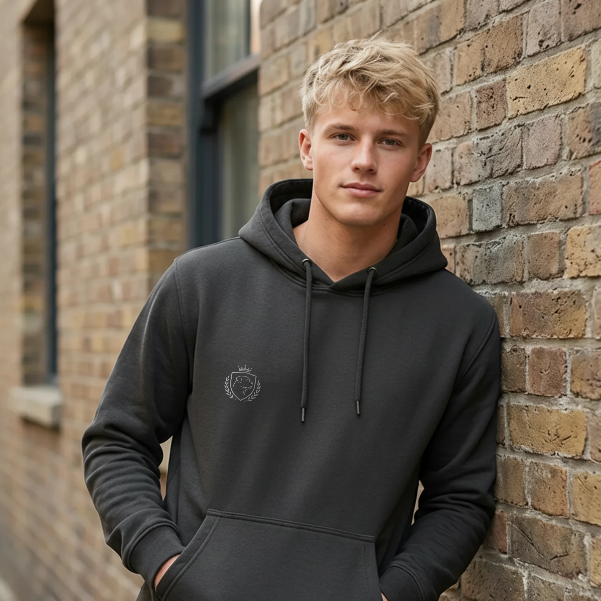 ROTTVILLE Hoodie, Unisex, Schwarz mit silbernen Details, M
