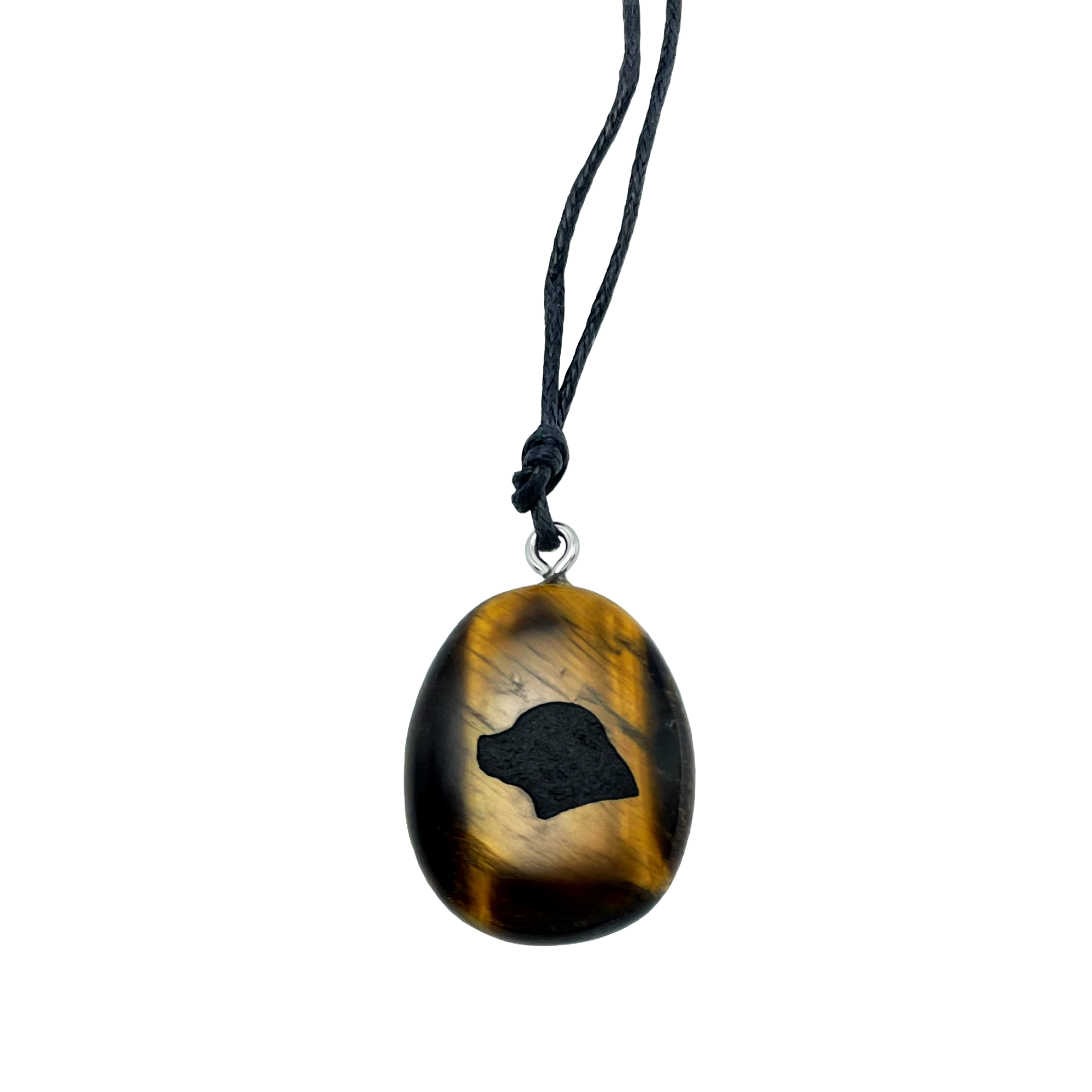 Edelstein-Halskette, Rottweiler Kopf, Braun