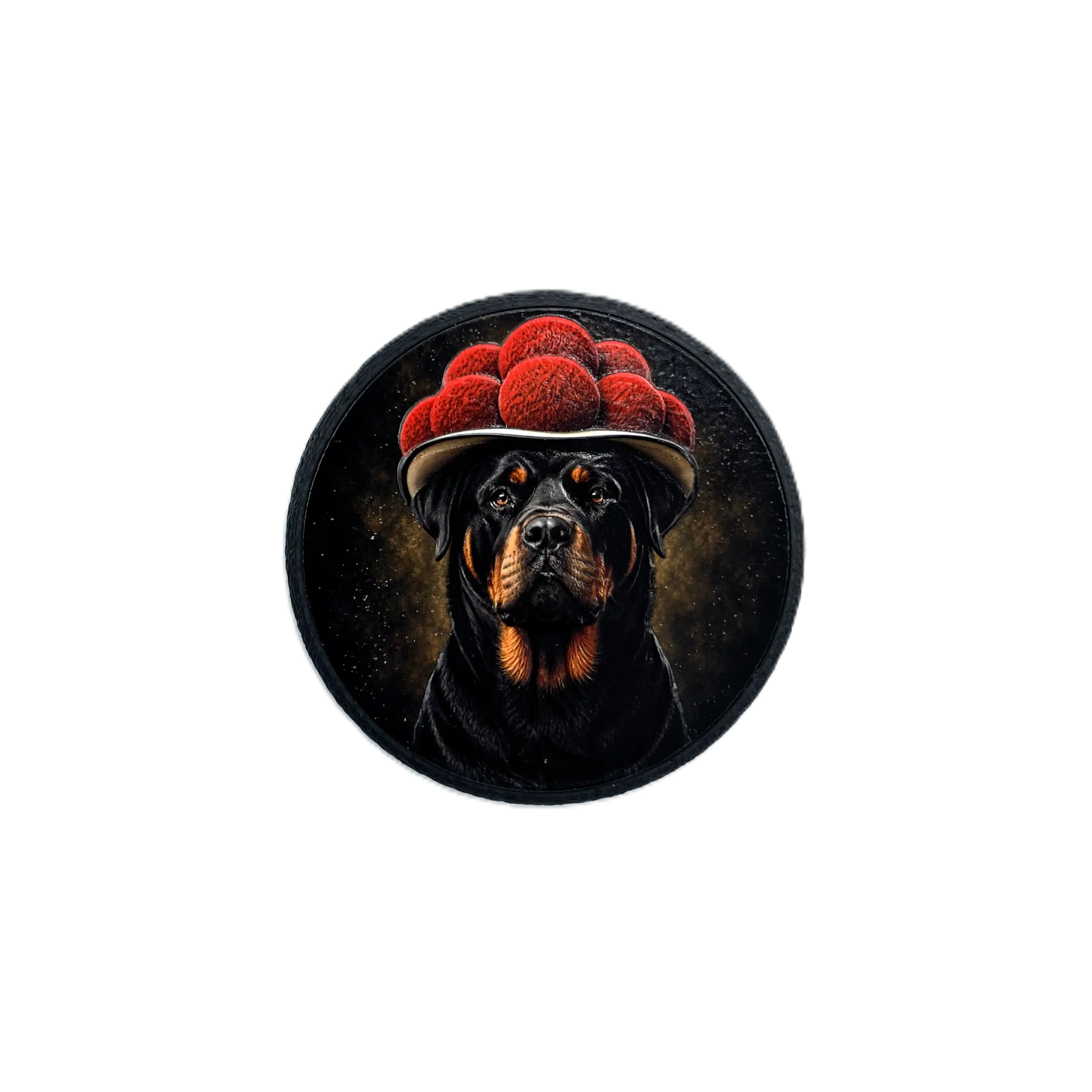 3D-Magnet – Rottweiler mit traditionellem Bollenhut 3D-Magnet – Rottweiler mit traditionellem Bollenhut