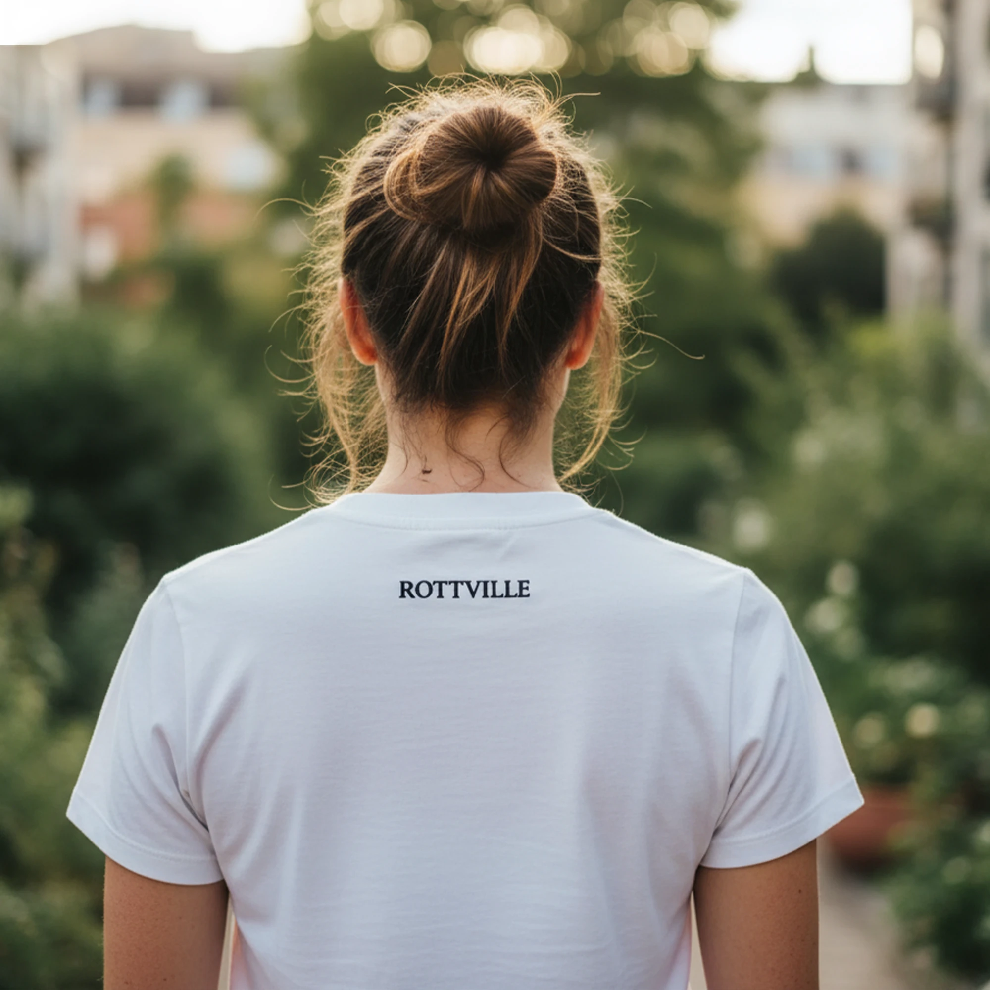 ROTTVILLE T-Shirt, Unisex, Weiß mit schwarzen Details, S